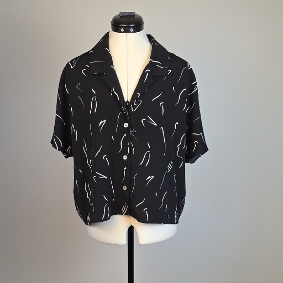 Icône par Simons Black & White Abstract Button-Up Shirt Size XL - Picture 2 of 8
